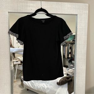 ANN TAYLOR BLACK RUFFLED SLEEVES TSHIRT